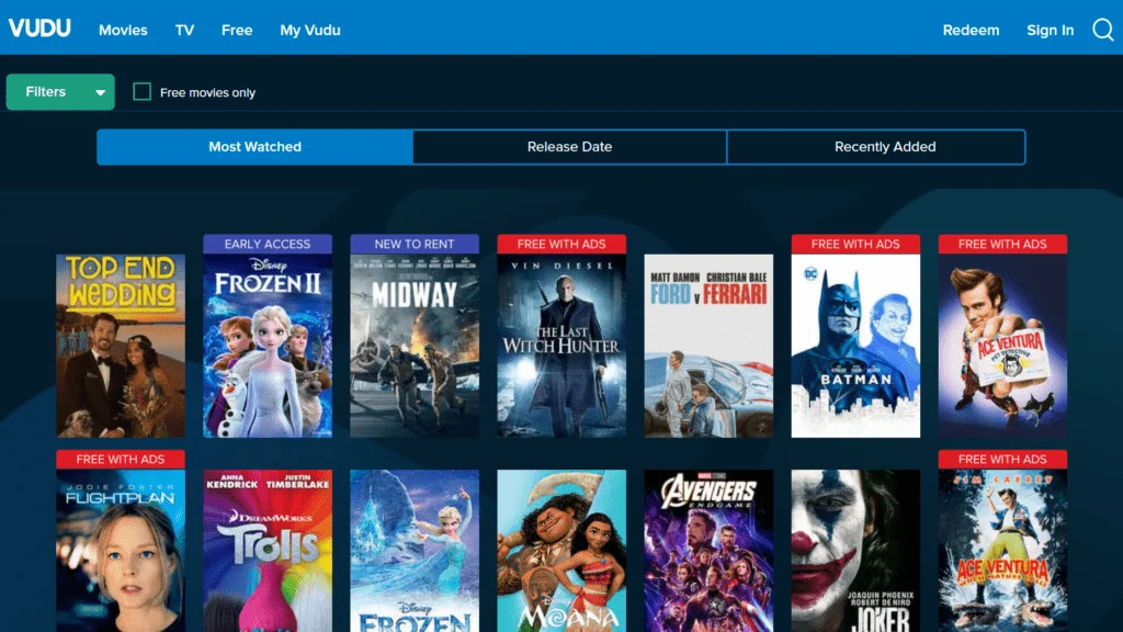 vudu free streaming platform