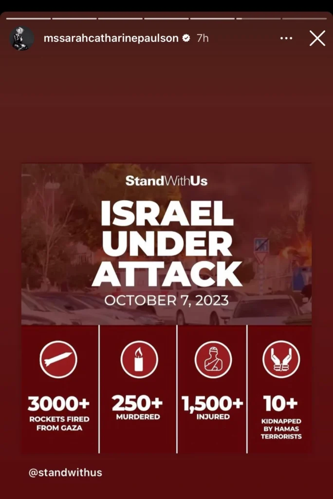 sarah paulson post israel