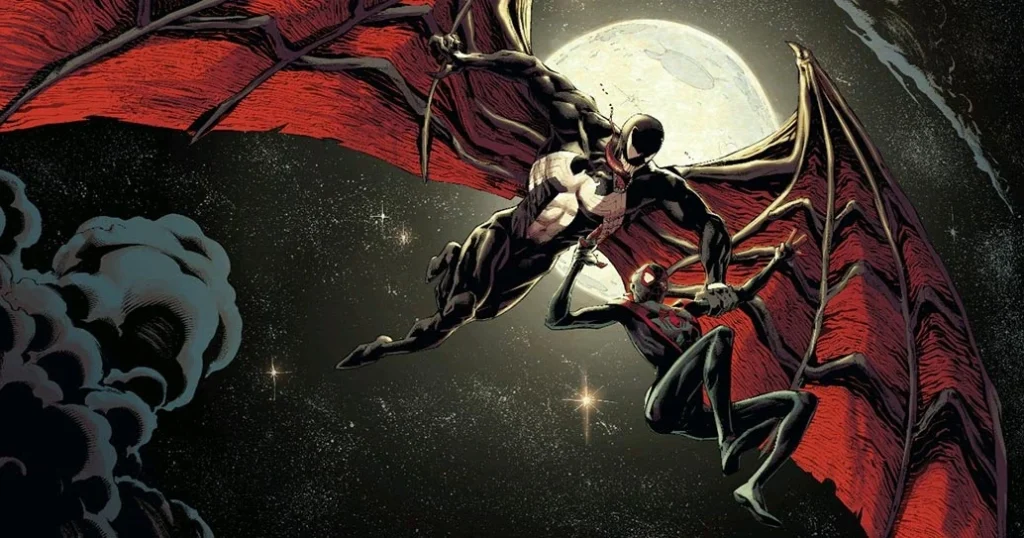 venom with wings carrying miles morales